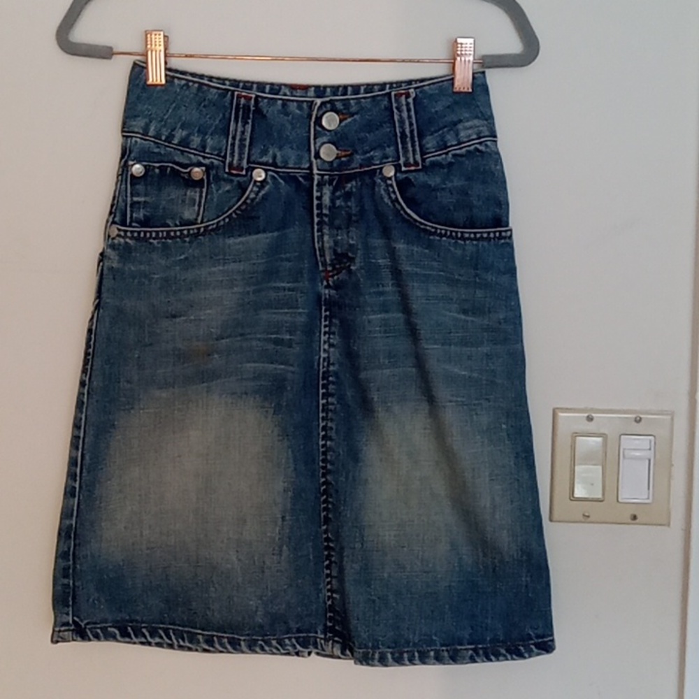 Big Blue jean denim skirt small knee length